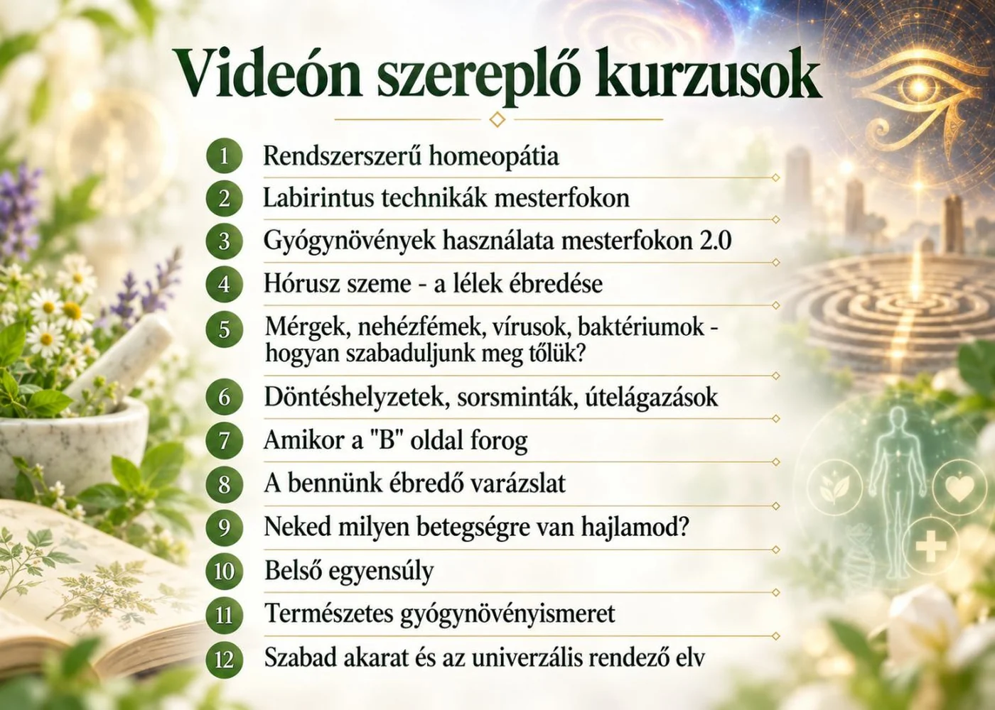 Videón szereplő kurzusok